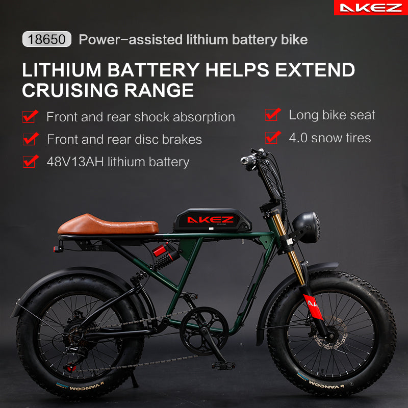 AKEZ S2 48V 750W Fat Tire E-Bike | 20" Tires, 45 KM/H Top Speed