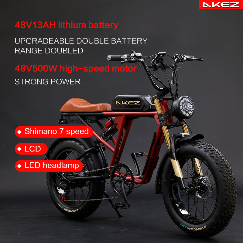 AKEZ S2 48V 750W Fat Tire E-Bike | 20" Tires, 45 KM/H Top Speed
