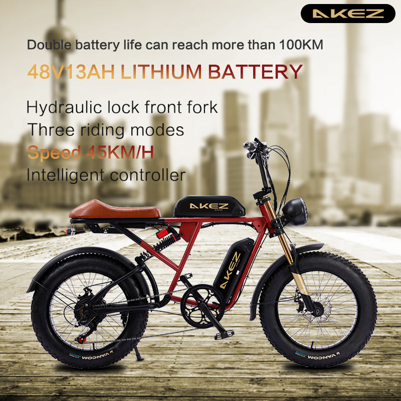 AKEZ S2 48V 750W Fat Tire E-Bike | 20" Tires, 45 KM/H Top Speed