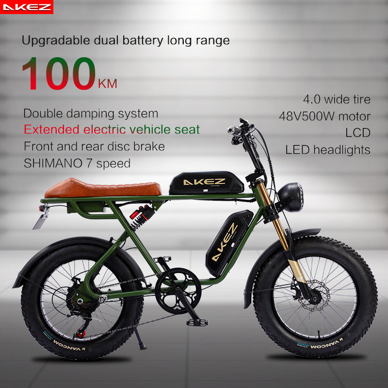 AKEZ S1 48V 750W Fat Tire E-Bike | 20" Tires, 45 KM/H Top Speed