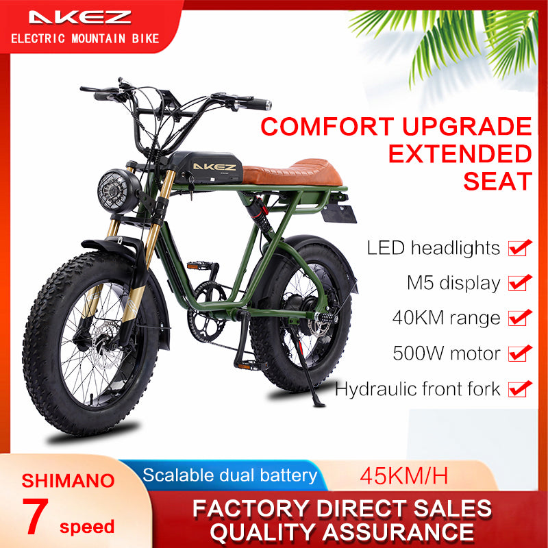 AKEZ S1 48V 750W Fat Tire E-Bike | 20" Tires, 45 KM/H Top Speed