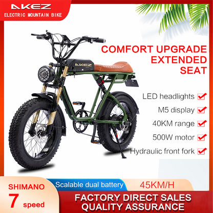 AKEZ S1 48V 750W Fat Tire E-Bike | 20" Tires, 45 KM/H Top Speed