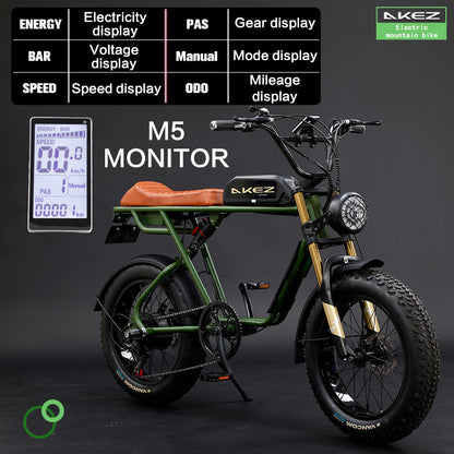 AKEZ S1 48V 750W Fat Tire E-Bike | 20" Tires, 45 KM/H Top Speed