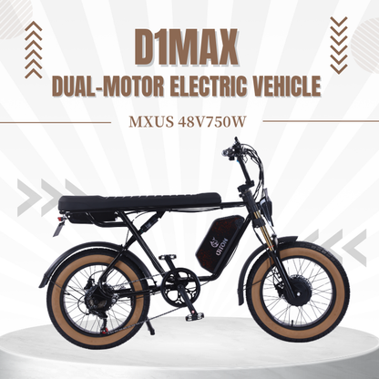 DITON D1 MAX-Factory Direct 750W Dual Motor Electric Bike 30MPH 48V 25Ah Fat Tire EBike