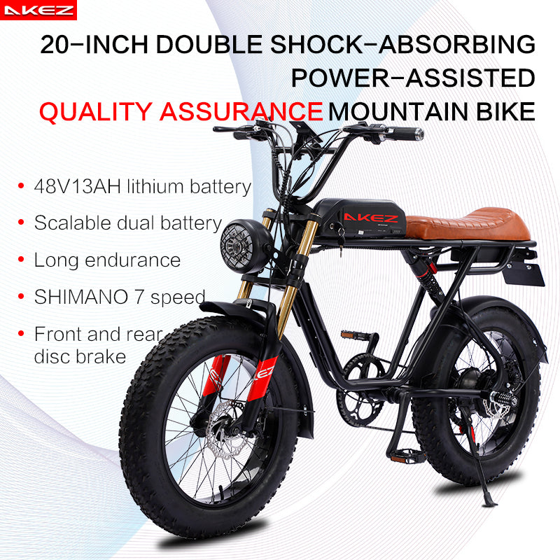 AKEZ S1 48V 750W Fat Tire E-Bike | 20" Tires, 45 KM/H Top Speed