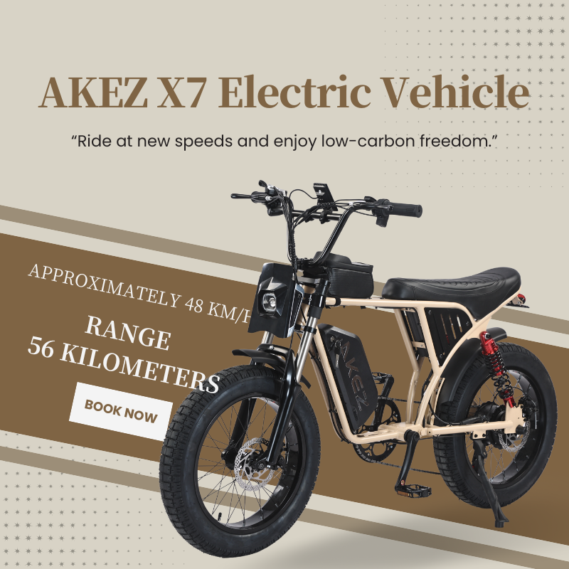 AKEZ X7 48V 750W Fat Tire Electric Bike | 20" Tires, 30 MPH Top Speed