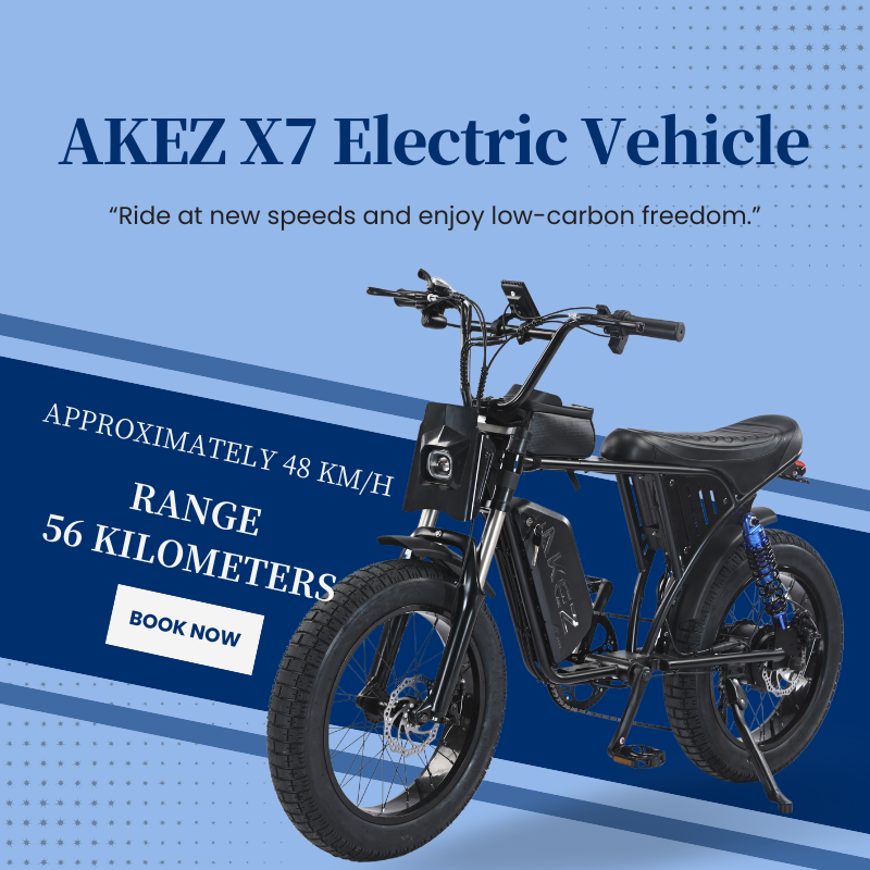 AKEZ X7 48V 750W Fat Tire Electric Bike | 20" Tires, 30 MPH Top Speed