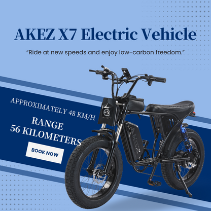 AKEZ X7 48V 750W Fat Tire Electric Bike | 20" Tires, 30 MPH Top Speed