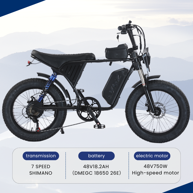 AKEZ X7 48V 750W Fat Tire Electric Bike | 20" Tires, 30 MPH Top Speed