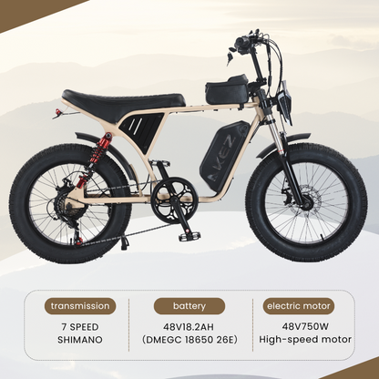 AKEZ X7 48V 750W Fat Tire Electric Bike | 20" Tires, 30 MPH Top Speed