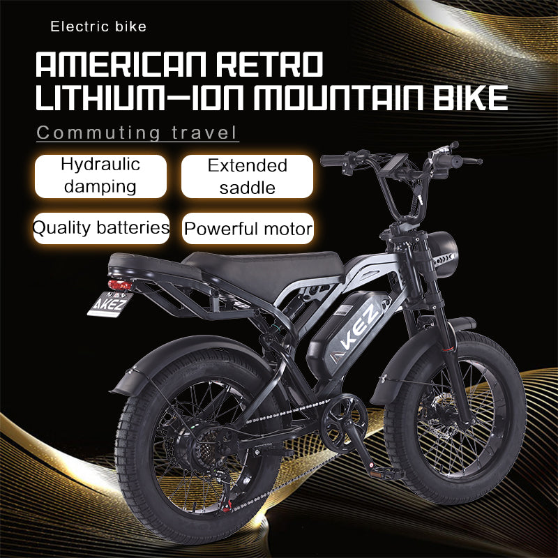 AKEZ M2-Factory Direct 48V 750W Fat Tire E-Bike | 20" Tires, 28 MPH Top Speed
