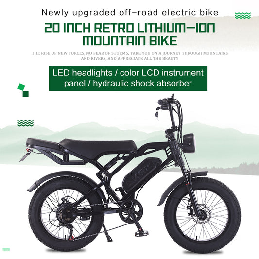 AKEZ M2-Factory Direct 48V 750W Fat Tire E-Bike | 20" Tires, 28 MPH Top Speed