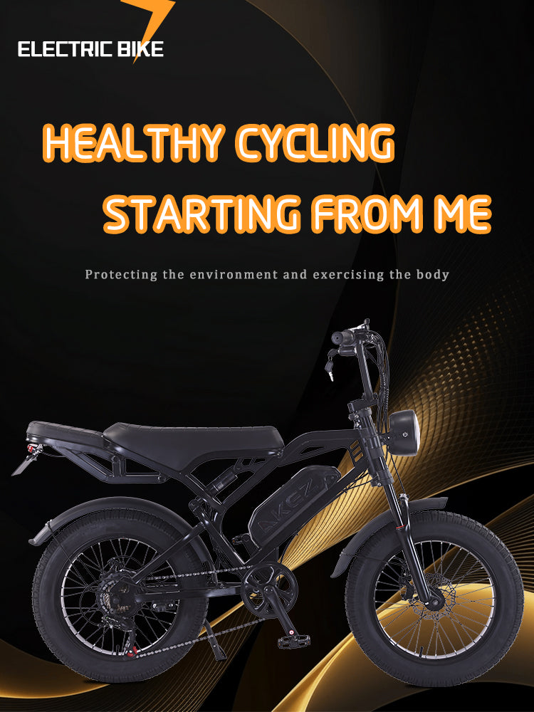 AKEZ M2-Factory Direct 48V 750W Fat Tire E-Bike | 20" Tires, 28 MPH Top Speed