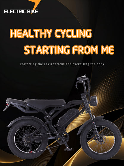 AKEZ M2-Factory Direct 48V 750W Fat Tire E-Bike | 20" Tires, 28 MPH Top Speed