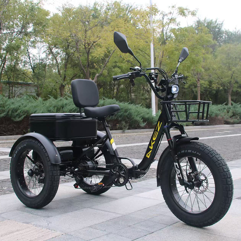 AKEZ Tri-Bike 48V 1000W Cargo Folding Electric Bike | 42Ah, 32 MPH