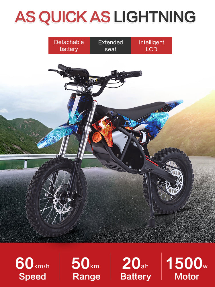 AKEZ DK-150 Electric Dirt Bike 48V 1500W | 37MPH Off-Road E-Moto