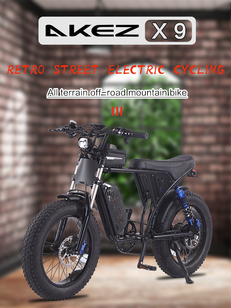 AKEZ X9-Factory Direct UL2849 1500W Electric Bike 48V 18.2Ah 28MPH Fat Tire E-Bike